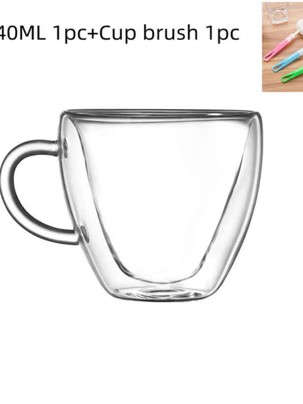 Heart Shaped Glass Cup for Coffee, Espresso, Champagne, Wine, Milk, Juice Drinkware and Bar Utensil