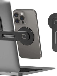 Streamline Your Workspace: Sleek Magnetic Laptop Phone Holder - Perfect for Computer Monitors, Slim & Foldable Design Compatible with iPhone 14/13/12 Series and All Smartphones