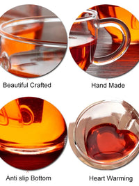 Heart Shaped Glass Cup for Coffee, Espresso, Champagne, Wine, Milk, Juice Drinkware and Bar Utensil