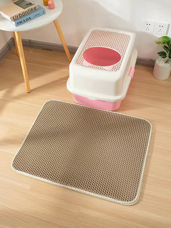 Waterproof Pet Cat Litter Mat Double Layer Pet Litter Box Mat Non-Slip Sand Cat Pad Washable Bed Mat Clean Pad Products