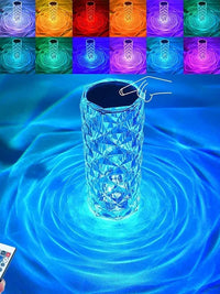 LED Crystal Rose Table Lamp USB Rechargeable 16 Color Touch Romantic Diamond Night Lamp Home Decoration Ambient Light Bedroom