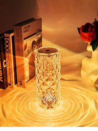 LED Crystal Rose Table Lamp USB Rechargeable 16 Color Touch Romantic Diamond Night Lamp Home Decoration Ambient Light Bedroom