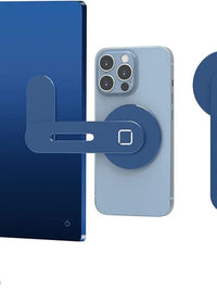 Streamline Your Workspace: Sleek Magnetic Laptop Phone Holder - Perfect for Computer Monitors, Slim & Foldable Design Compatible with iPhone 14/13/12 Series and All Smartphones