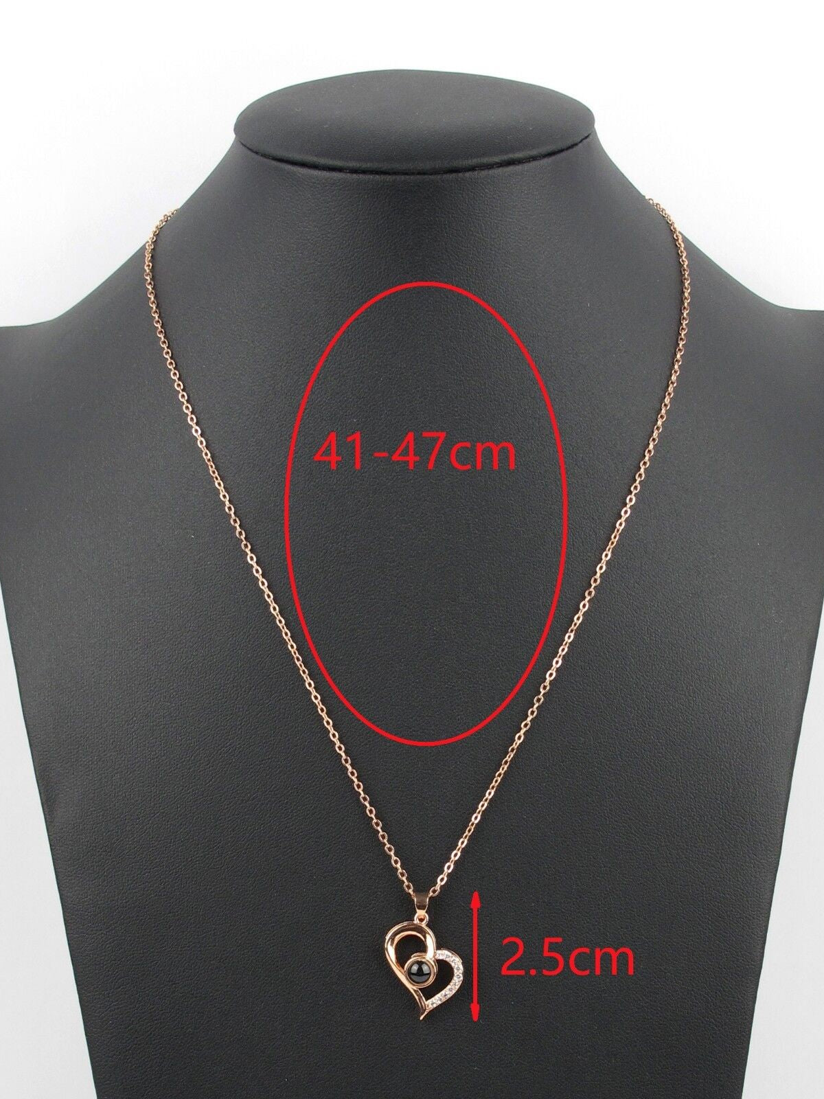 Silver Rosegold Plated 100 Language I Love You Projection Heart Pendant Necklace