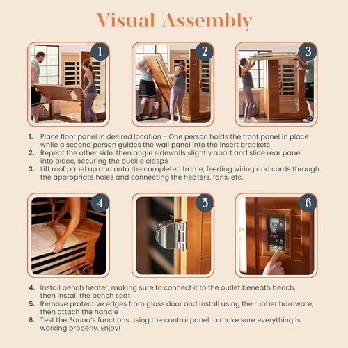 Dynamic Andora 2 Person Low EMF 6 Heating Panel Infrared Therapy Wood Dry Heat Sauna with Bluetooth, MP3 Aux Connection for Home Spa Days - Curbside Delivery