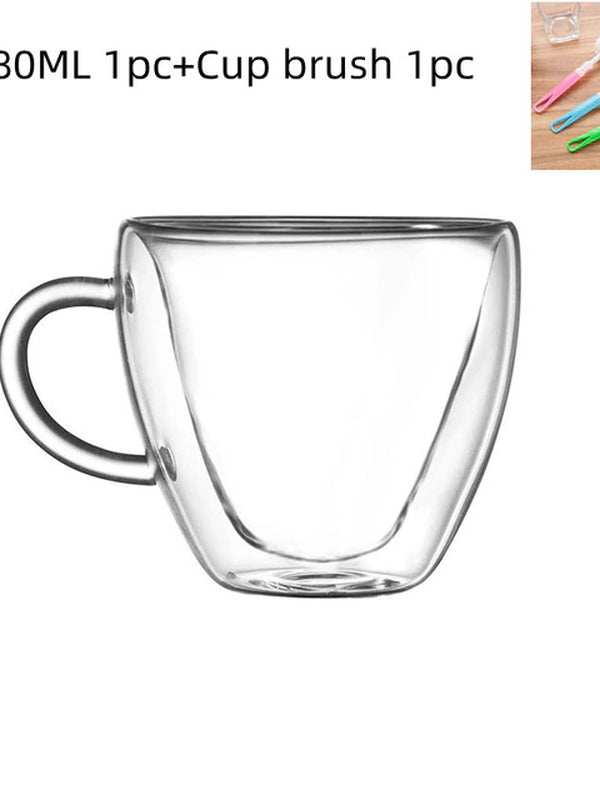 Heart Shaped Glass Cup for Coffee, Espresso, Champagne, Wine, Milk, Juice Drinkware and Bar Utensil