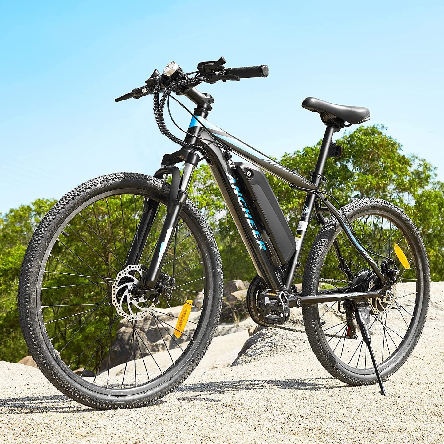 ANCHEER Electric Bike for Adults Electric Mountain Bike 500W 26'' Commuter Ebike, 50 Miles 20MPH Electric Bicycle with Removable 48V/374Wh Battery, LCD-Display, 21 Speed, Lockable Suspension Fork