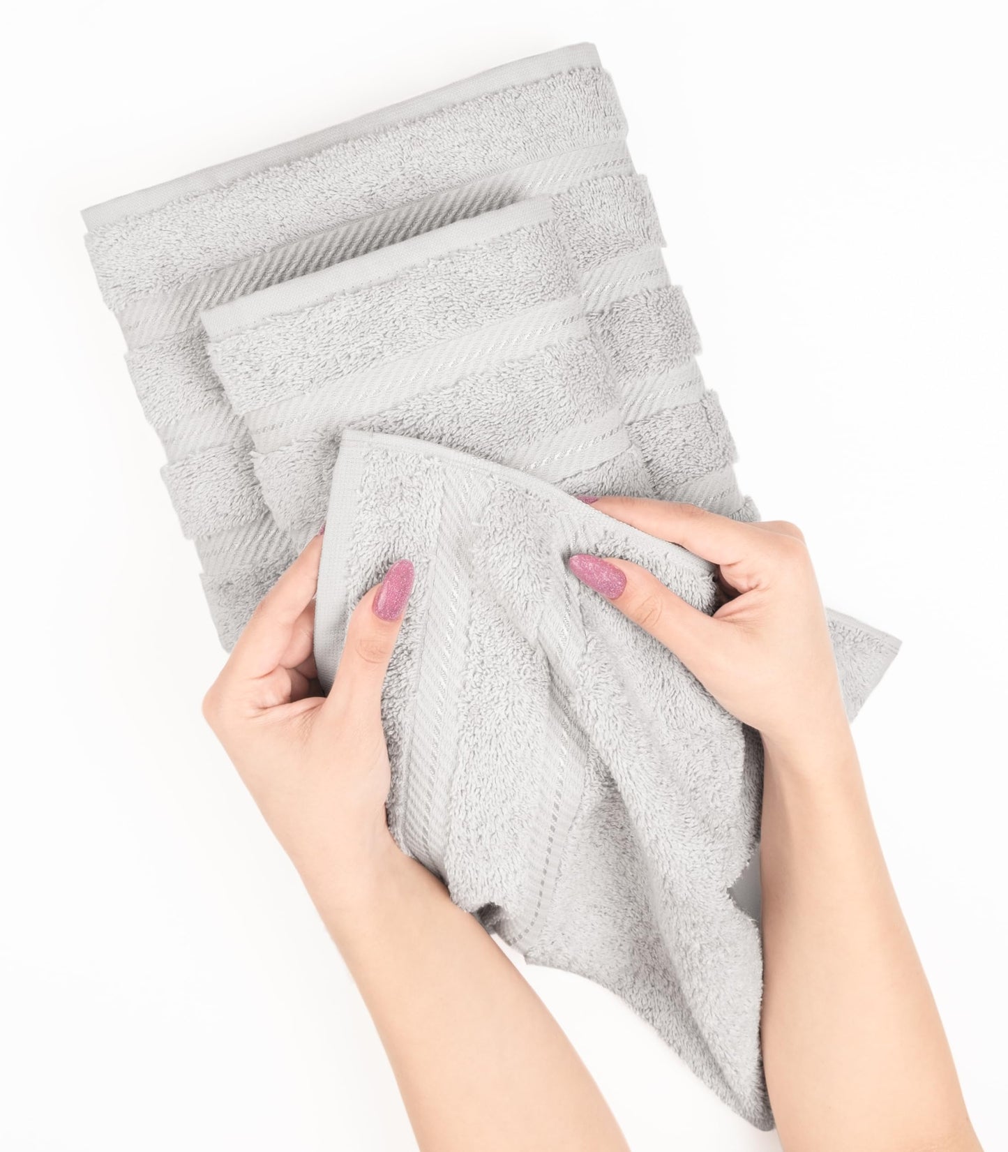 American Soft Linen Luxury 6 Piece Towel Set, 2 Bath Towels 2 Hand Towels 2 Washcloths, 100% Turkish Cotton Towels for Bathroom, Silver Grey Towel Sets