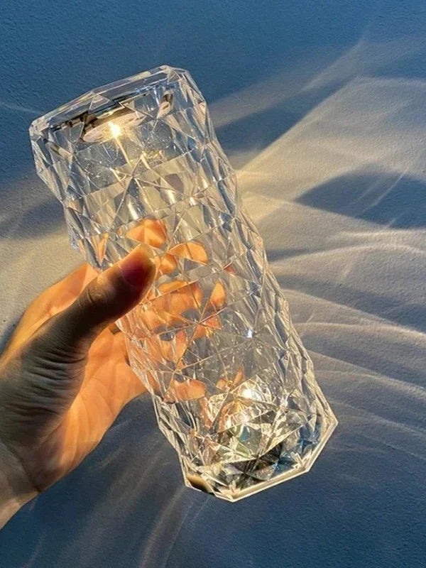 LED Crystal Rose Table Lamp USB Rechargeable 16 Color Touch Romantic Diamond Night Lamp Home Decoration Ambient Light Bedroom