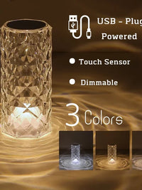 LED Crystal Rose Table Lamp USB Rechargeable 16 Color Touch Romantic Diamond Night Lamp Home Decoration Ambient Light Bedroom