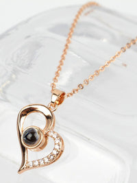 Silver Rosegold Plated 100 Language I Love You Projection Heart Pendant Necklace