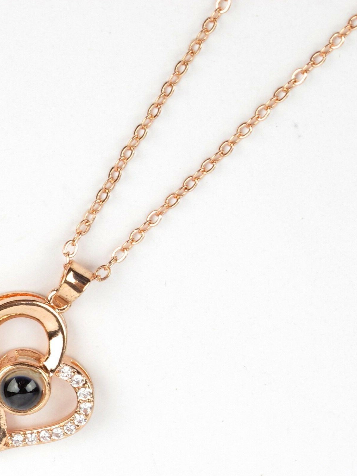 Silver Rosegold Plated 100 Language I Love You Projection Heart Pendant Necklace