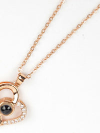 Silver Rosegold Plated 100 Language I Love You Projection Heart Pendant Necklace