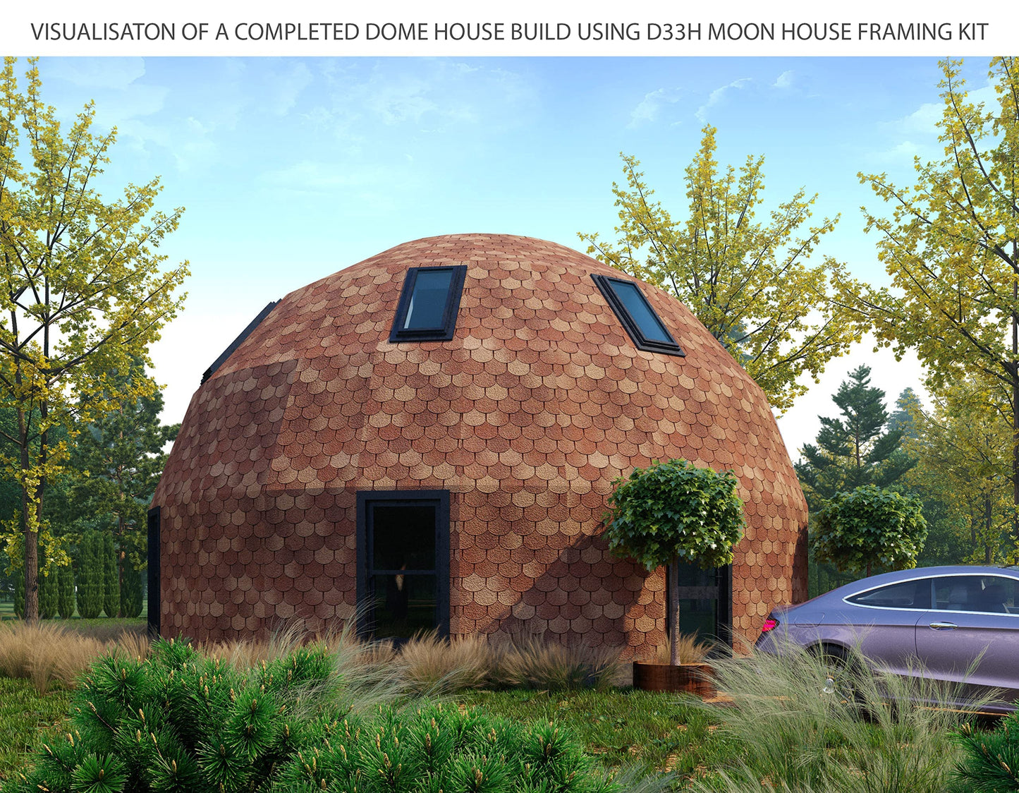 ECOHOUSEMART Moon House 33' DIAM Dome FRAMING KIT D33H-986, Dark brown
