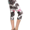 High Waisted Floral Printed Knit Capri Legging