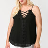 Plunging V-neckline Lattice Top With Scalloped Lace