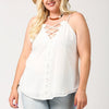 Plunging V-neckline Lattice Top With Scalloped Lace