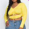 Plus Size Drawstring Ruched Cutout Crop Top