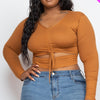 Plus Size Drawstring Ruched Cutout Crop Top