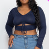Plus Size Drawstring Ruched Cutout Crop Top