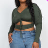 Plus Size Drawstring Ruched Cutout Crop Top