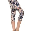 Multi-color Print, Cropped Capri Leggings In A Fitted Style With A Banded High Waist