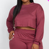 Plus Size Cozy Crop Top And Shorts Set