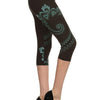 Multi-color Print, Cropped Capri Leggings In A Fitted Style With A Banded High Waist.