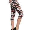 Elephants Printed, High Waisted Capri Leggings In A Fitted Style With An Elastic Waistband