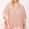 Light Knit And Woven Mixed Boxy Top With Poncho Sleeve