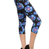 Multi-color Print, Cropped Capri Leggings In A Fitted Style With A Banded High Waist