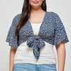 Plus Size Ditsy Floral Print Cropped Bolero Cardigan