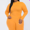 Plus Mock Neck Top & Biker Shorts Set