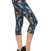 Multi-color Print, Cropped Capri Leggings In A Fitted Style With A Banded High Waist