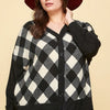 Plus Size Buffalo Plaid Knit Button Up Oversize Cardigan