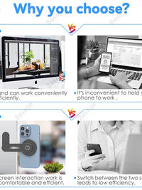 Streamline Your Workspace: Sleek Magnetic Laptop Phone Holder - Perfect for Computer Monitors, Slim & Foldable Design Compatible with iPhone 14/13/12 Series and All Smartphones
