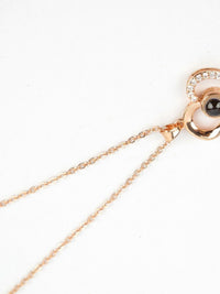 Silver Rosegold Plated 100 Language I Love You Projection Heart Pendant Necklace