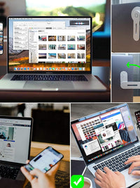 Streamline Your Workspace: Sleek Magnetic Laptop Phone Holder - Perfect for Computer Monitors, Slim & Foldable Design Compatible with iPhone 14/13/12 Series and All Smartphones