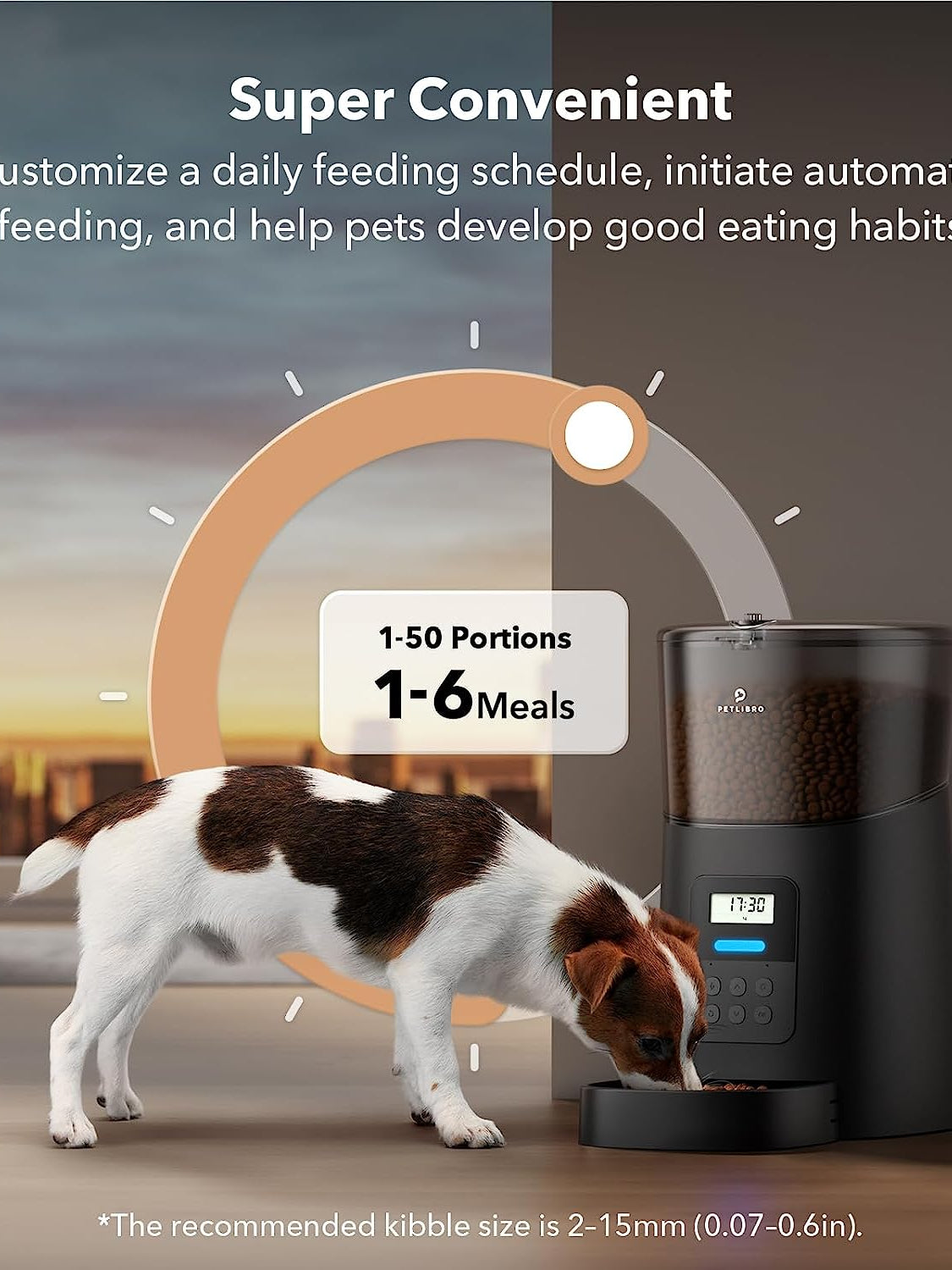 Automatic Dog Feeder 6L Auto Dry Food Dispenser for Dog and Cat with Lock Lid for Naughty Pet, Timed Cat Feeder Low Food Indication Anti-Clog up to 50 Portion & 6 Meals Daily, Black