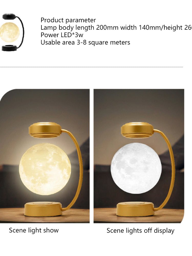 Transform Your Space: Enchanting 3D Levitating Moon Lamp | Wireless LED with Mesmerizing Rotation | Three Soothing Colors | Create a Magical Atmosphere in Your Bedroom | The Ultimate Novelty Christmas Gift"