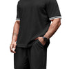 Men's Full Size Striped Short Sleeve Tee and Shorts Set Plus Size