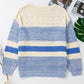 Color Block Boat Neck Long Sleeve Sweater