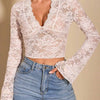 V-Neck Flare Sleeve Lace Top - Shop Now