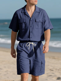 The Harbor Button-Up Set – button up shirt and shorts set, view 2