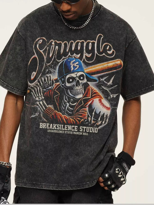 Men's STRUGGLE Graphic Round Neck Short Sleeve T-Shirt