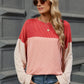 Double Take Contrast Round Neck Long Sleeve T-Shirt