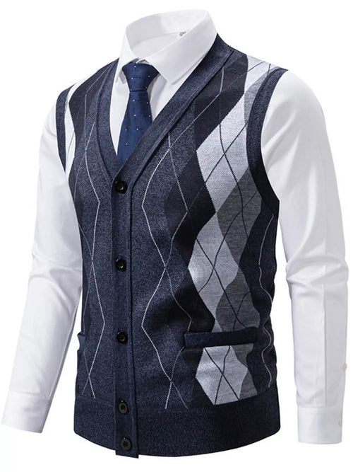 Men's Plus Size Classic Argyle Pattern Knitted Sweater Vest