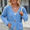 Round Neck Button Up Cardigan with Pockets