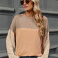 Double Take Contrast Round Neck Long Sleeve T-Shirt