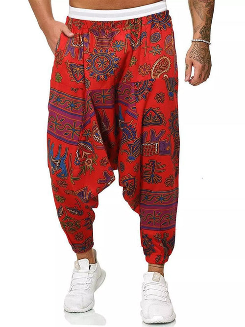 Men's Plus Size Bohemian Print Harem Pants